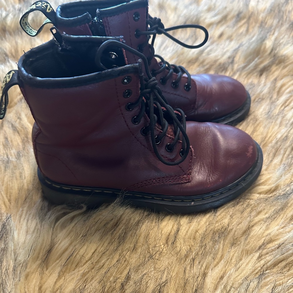 Kids Burgundy Lace-Up Boots